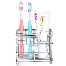 Load image into Gallery viewer, Toothbrush Holder Stainless Steel Multifunction Practical Bathroom Toothpaste Holder Stand Vertical Toothbrush Holder Storage
