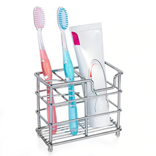 Load image into Gallery viewer, Toothbrush Holder Stainless Steel Multifunction Practical Bathroom Toothpaste Holder Stand Vertical Toothbrush Holder Storage
